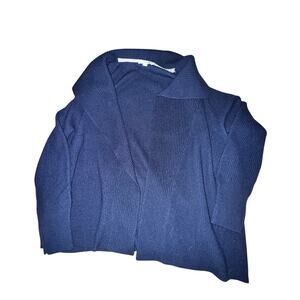 Boden Open Front Cardigan Women's Size XL Navy Blue 100% Wool Collared